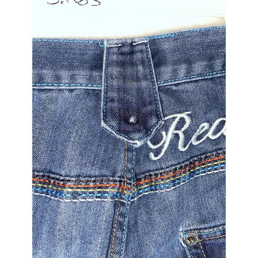 Vintage Y2K Red Ape Embroidered Denim Jean Shorts Size 38 Baggy Hip Hop Plaid - Picture 4 of 16